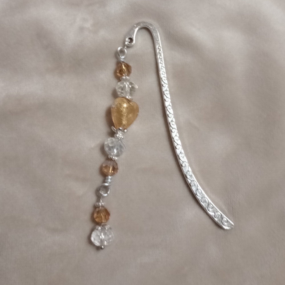 Yellow Heart Beaded Bookmark